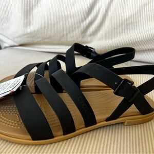 Crocs tulum sandals black size 8 new